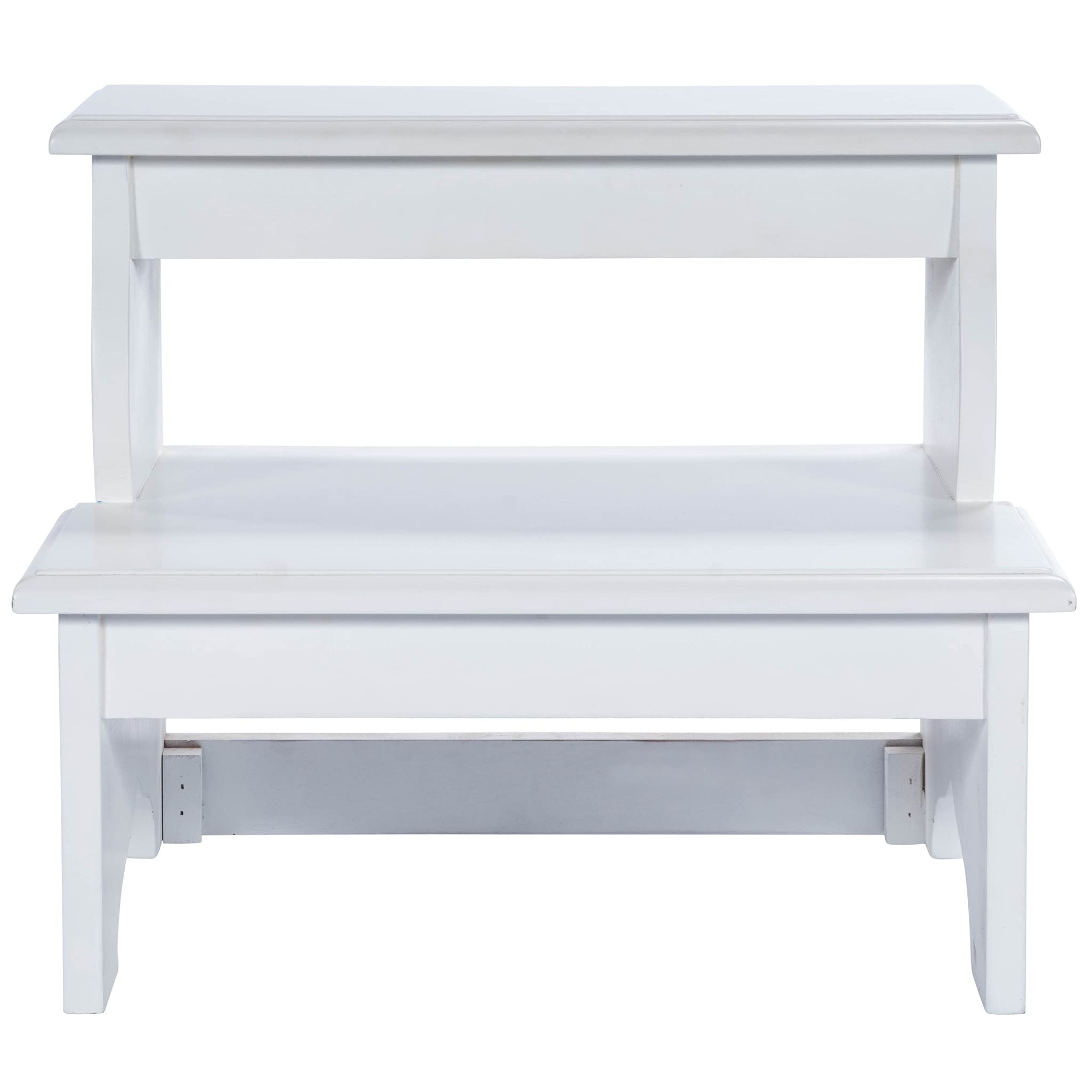 HomeRoots MDF, Acacia Wood Solids Handcrafted White Step Stool